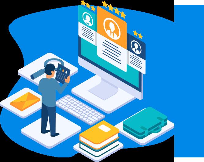 Ilustração de marketing digital: avaliações de clientes, e-mail marketing e campanhas online